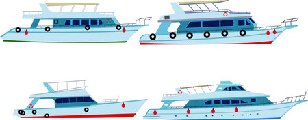 set of motor yachtsのイラスト素材