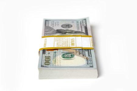 pack of hundred dollar billsの写真素材