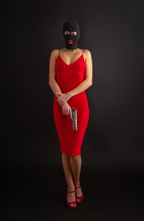 red girl gunの写真素材