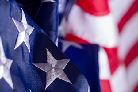 Beautifully waving star and striped American flag