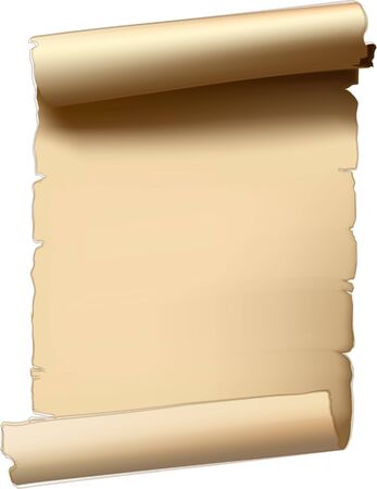 gracefully folded sheet old paper scroll with empty space for your textの写真素材