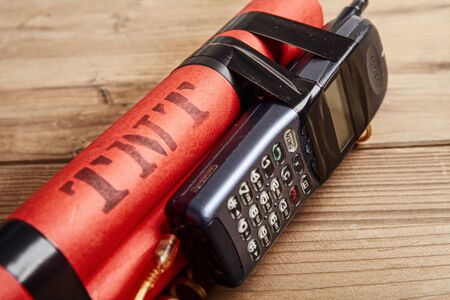 dynamite with phoneの写真素材