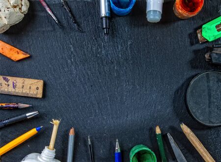 broken dry and spoiled stationery that has become unusable during the school year, stationeryの写真素材