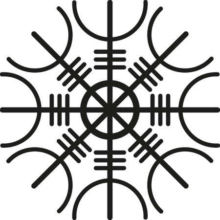 Amulet helmet of horror ancient strong scandinavian mythical rune vector illustration isolated on white backgroundのイラスト素材
