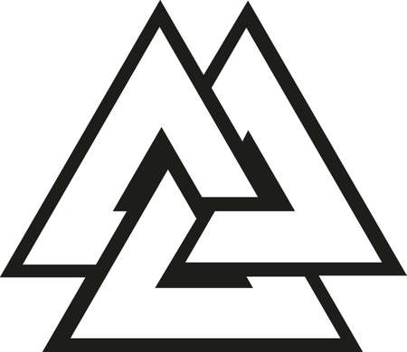 Valknut amulet ancient strong scandinavian and celtic mythical rune vector illustration isolated on white backgroundのイラスト素材