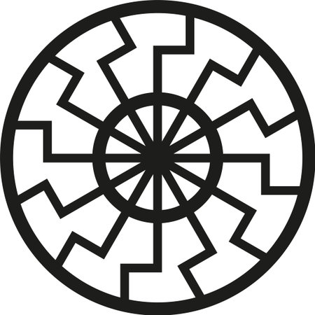Ancient magic rune of Scandinavian and Germanic mythology black sun vector illustrationのイラスト素材