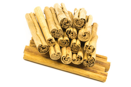 Cinnamon sticks on white