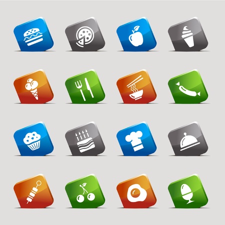 Cut Squares - Food Iconsのイラスト素材