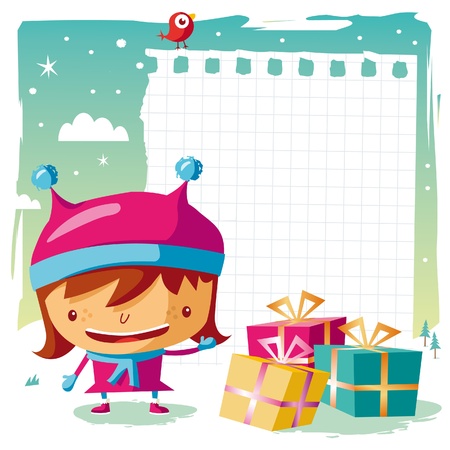 Christmas - little girl and her wish listのイラスト素材