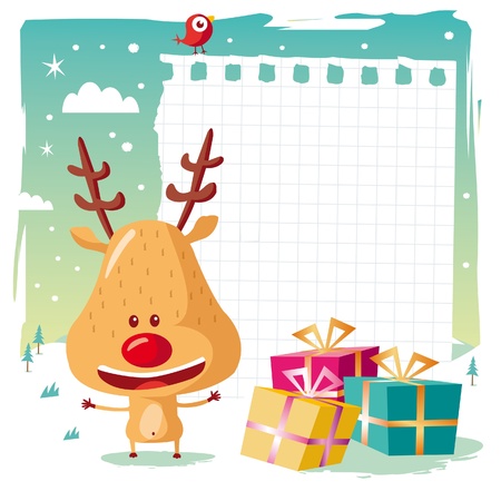 Christmas - Rudolph the Reindeer and his wishlistのイラスト素材