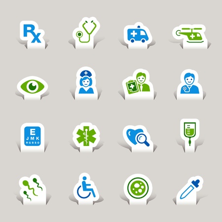 Paper Cut - medical iconsのイラスト素材
