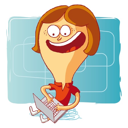 girl and computer - laptopのイラスト素材