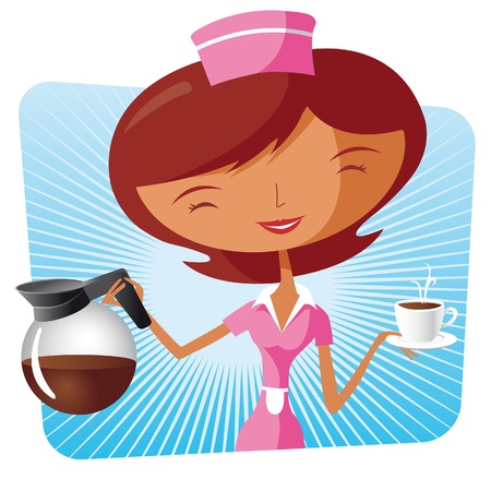 coffee waitressのイラスト素材