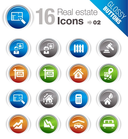 Glossy Buttons - Real estate iconsのイラスト素材