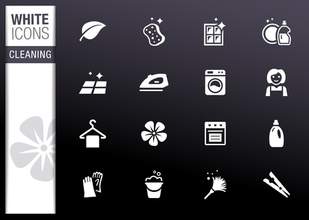 White - Cleaning Iconsのイラスト素材