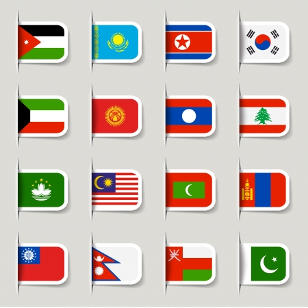 Label - Asian Flagsのイラスト素材