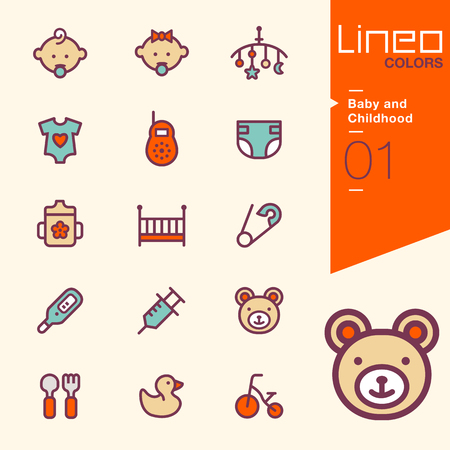 Lineo Colors - Baby and Childhood iconsのイラスト素材