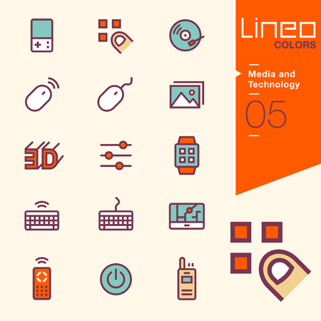 Lineo Colors - Media and Technology iconsのイラスト素材