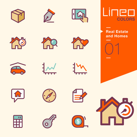Lineo Colors - Real Estate and Homes iconsのイラスト素材