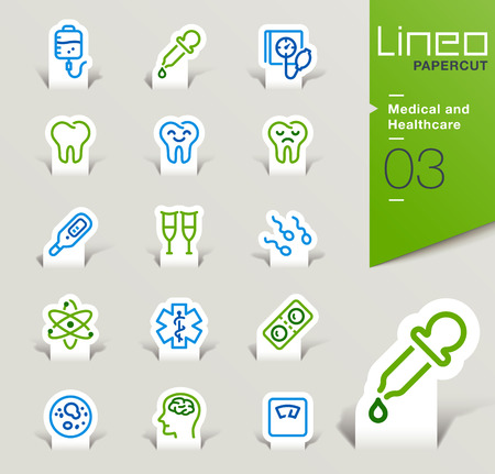 Lineo Papercut - Medical and Healthcare icons outlineのイラスト素材
