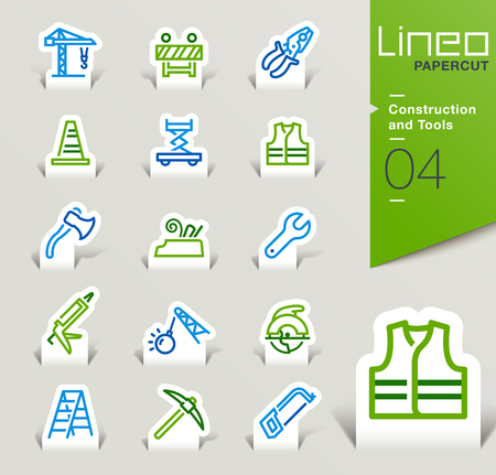 Lineo Papercut - Construction and Tools icons outlineのイラスト素材