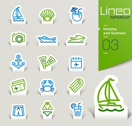 Lineo Papercut - Holiday and Summer outline iconsのイラスト素材