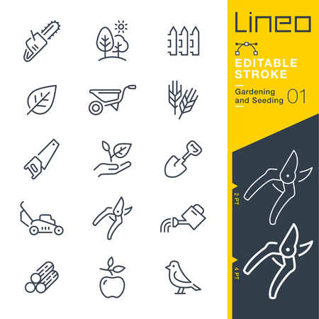 Lineo Editable Stroke - Gardening and Seeding line Vector icons - Adjust stroke weight - Change to any colorのイラスト素材