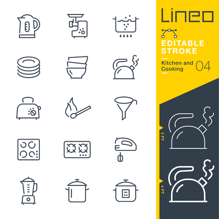 Lineo Editable Stroke - Kitchen and Cooking line Vector icons - Adjust stroke weight - Change to any colorのイラスト素材