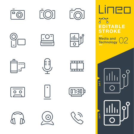 Lineo Editable Stroke - Media and Technology line iconのイラスト素材