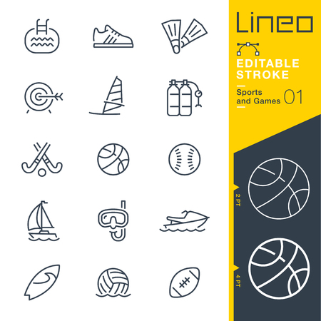 Lineo Editable Stroke - Sports and Games line icons Vector Icons - Adjust stroke weight - Change to any colorのイラスト素材
