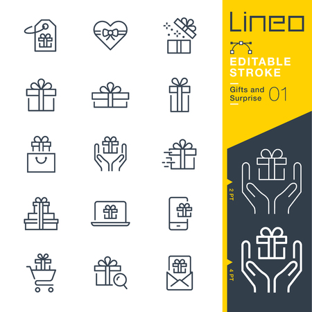 Lineo Editable Stroke. Gifts and surprise line icon vector icons. Adjust stroke weight. Change to any colorのイラスト素材