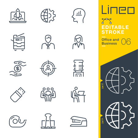 Lineo Editable Stroke - Office and Business line iconsのイラスト素材