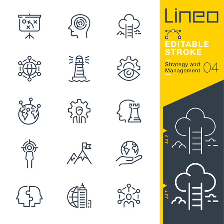 Lineo Editable Stroke Strategy and Management outline iconsのイラスト素材