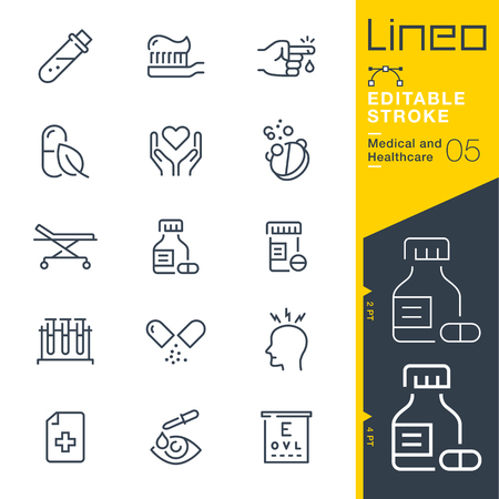 Lineo Editable Stroke - Medical and Healthcare Line Iconsのイラスト素材