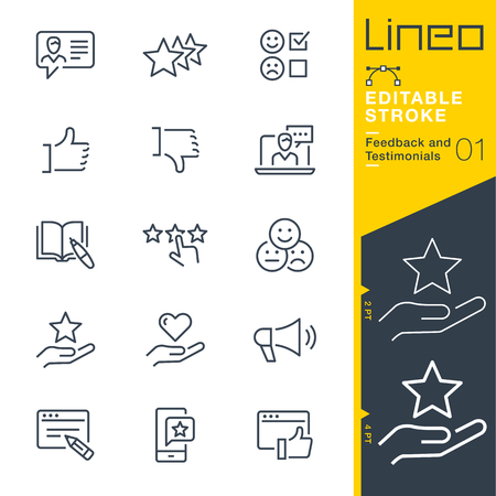 Lineo Editable Stroke - Feedback and Testimonials line iconsのイラスト素材