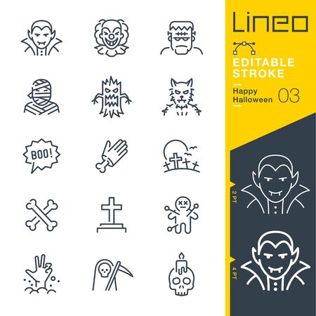 Lineo Editable Stroke - Happy Halloween line iconsのイラスト素材