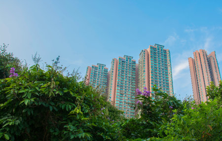 Hong Kong building with garden in front