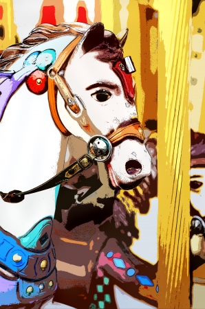 Image of a cartoon style carousel horseの写真素材