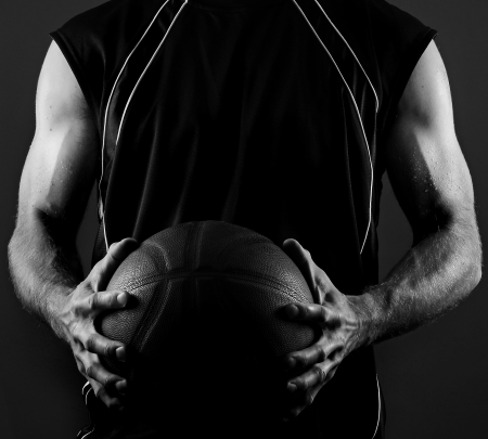 Image of a basketball player holding a ballの写真素材