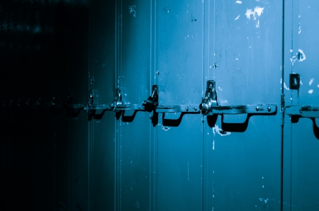 Rows of lockers with dramatic lightingの写真素材