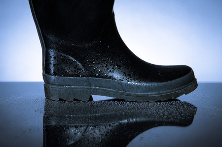 Rain boot with water droplets