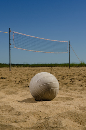 Volleyball in foregroundの写真素材