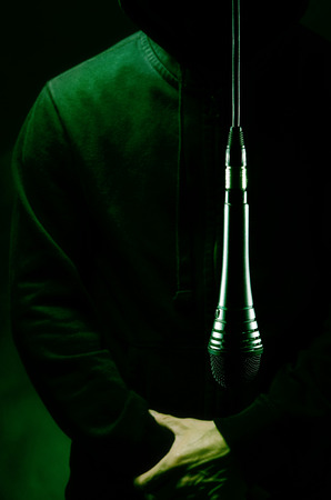 Man with microphoneの写真素材