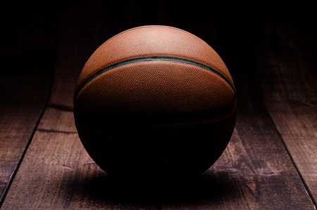 Basketball on hardwoodの写真素材