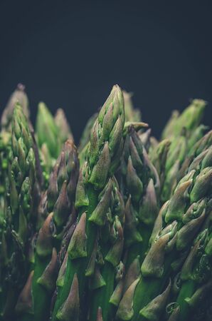Asparagus tips on blackの写真素材