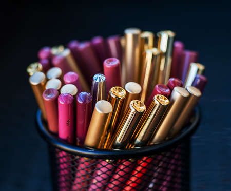 Makeup brushes of different shapes, Ñollection of professionalの写真素材