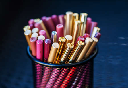 Makeup brushes of different shapesの写真素材