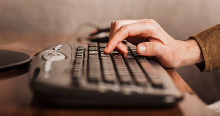 businessman works on the computer. personnel trainingの写真素材