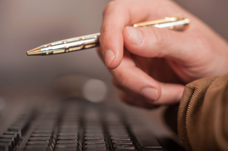 businessman works on the computer. personnel trainingの写真素材