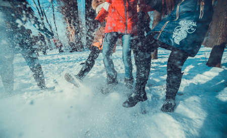 Children can have fun playing in the snowの写真素材
